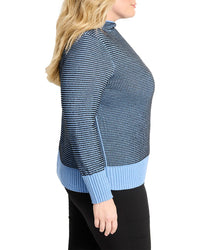Nic+Zoe Plus Funnel Neck Pixel Knit Sweater