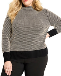 Nic+Zoe Plus Funnel Neck Pixel Knit Sweater