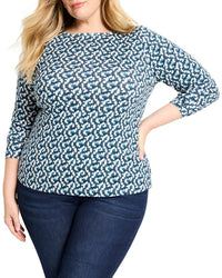 Nic+Zoe Plus Printed Boat T-Shirt