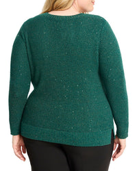 Nic+Zoe Plus Shimmer Waffle V-Neck Sweater