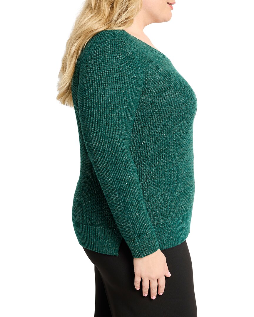 Nic+Zoe Plus Shimmer Waffle V-Neck Sweater