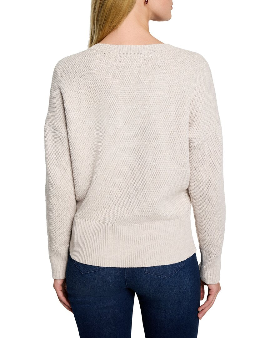 Nic+Zoe Petite Tuck Stitch V-Neck Sweater