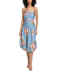 Hemant & Nandita Ruched Linen-Blend Midi Dress