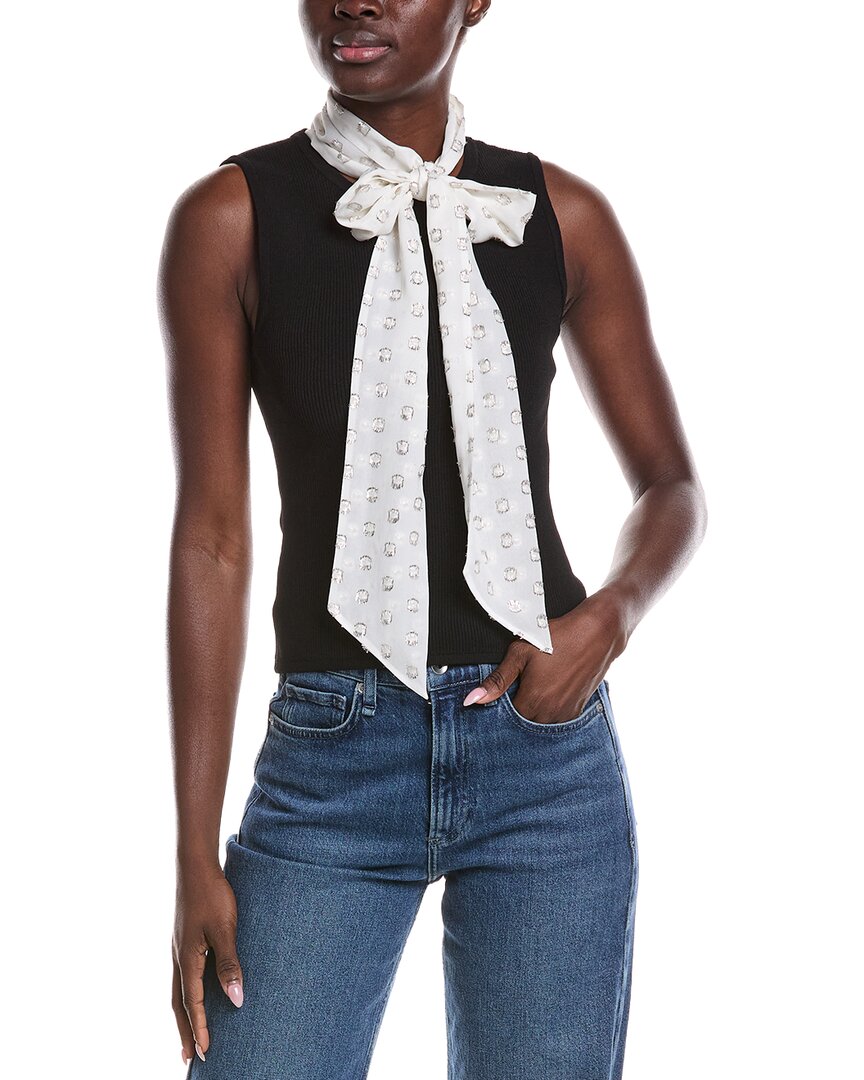 Derek Lam 10 Crosby Calista Mixed Media Tie Neck Sweater