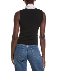 Derek Lam 10 Crosby Calista Mixed Media Tie Neck Sweater