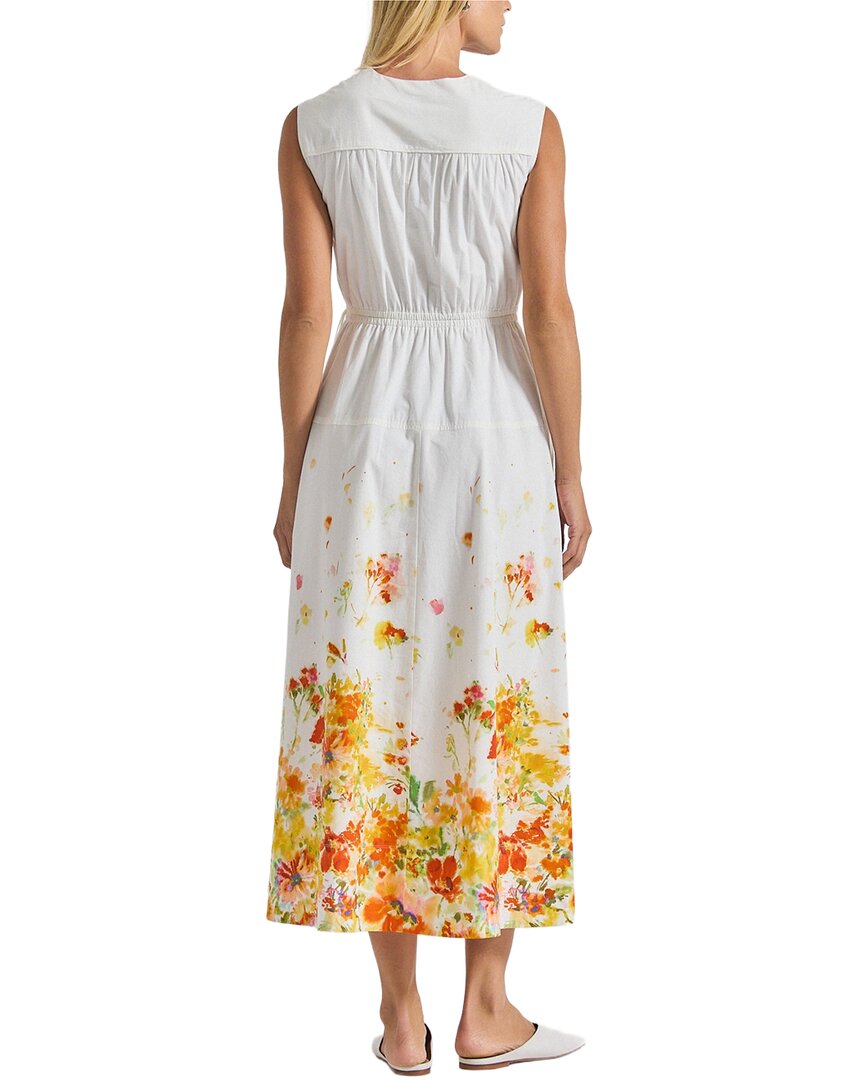 Derek Lam 10 Crosby Nara Border Print Cotton Poplin Cinch Waist Maxi Dress
