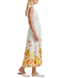 Derek Lam 10 Crosby Nara Border Print Cotton Poplin Cinch Waist Maxi Dress