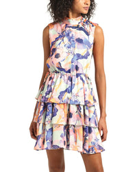 Derek Lam 10 Crosby Ida Floral Print Satin Tiered Dress