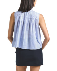 Derek Lam 10 Crosby Aviana Lurex Stripe Voile Tie Neck Sleeveless Top