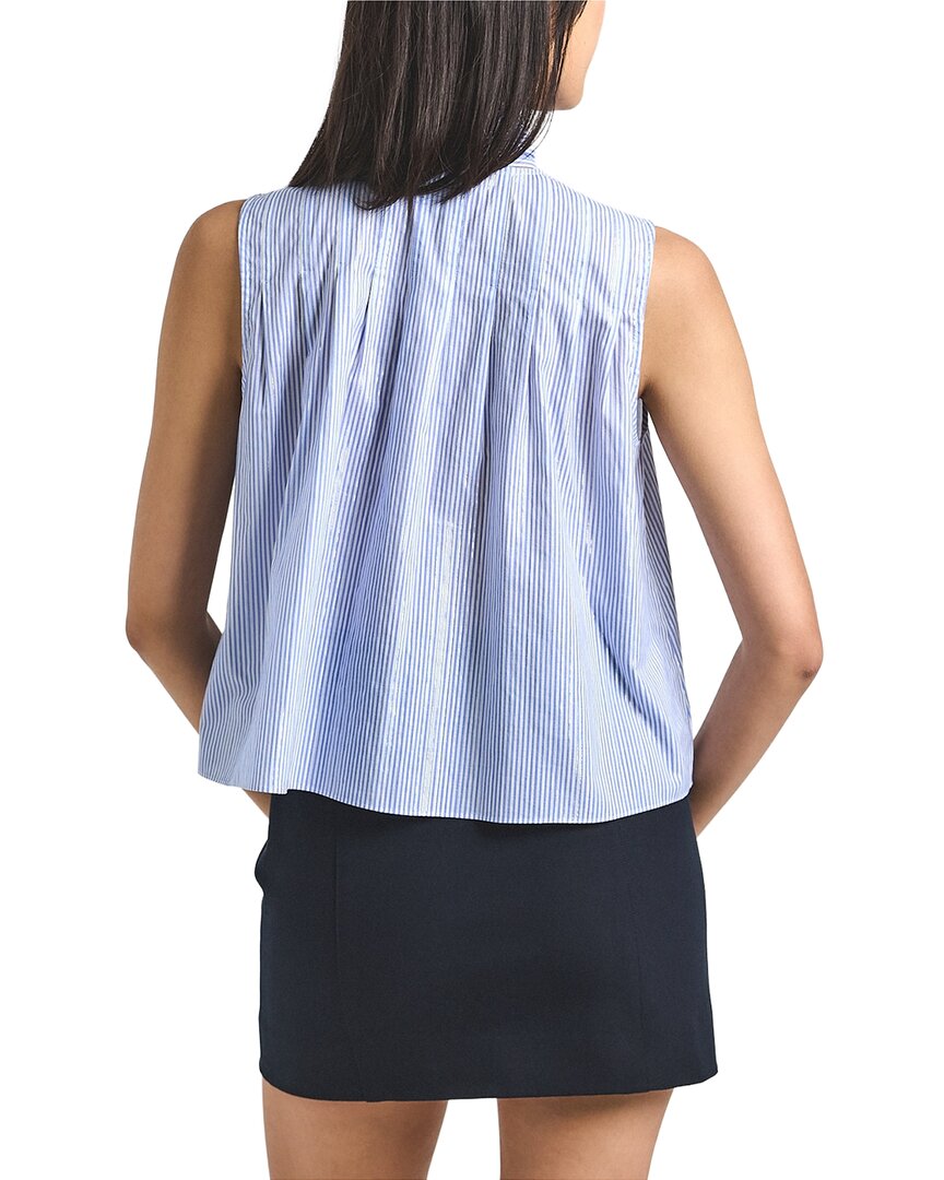 Derek Lam 10 Crosby Aviana Lurex Stripe Voile Tie Neck Sleeveless Top