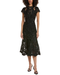 Simkhai Laura Guipure Lace Cap Sleeve Midi Dress