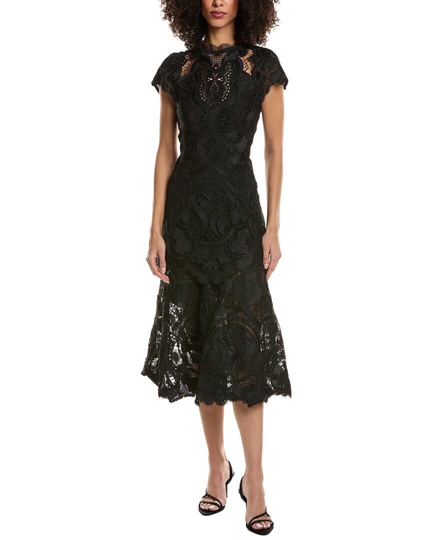 Simkhai Laura Guipure Lace Cap Sleeve Midi Dress