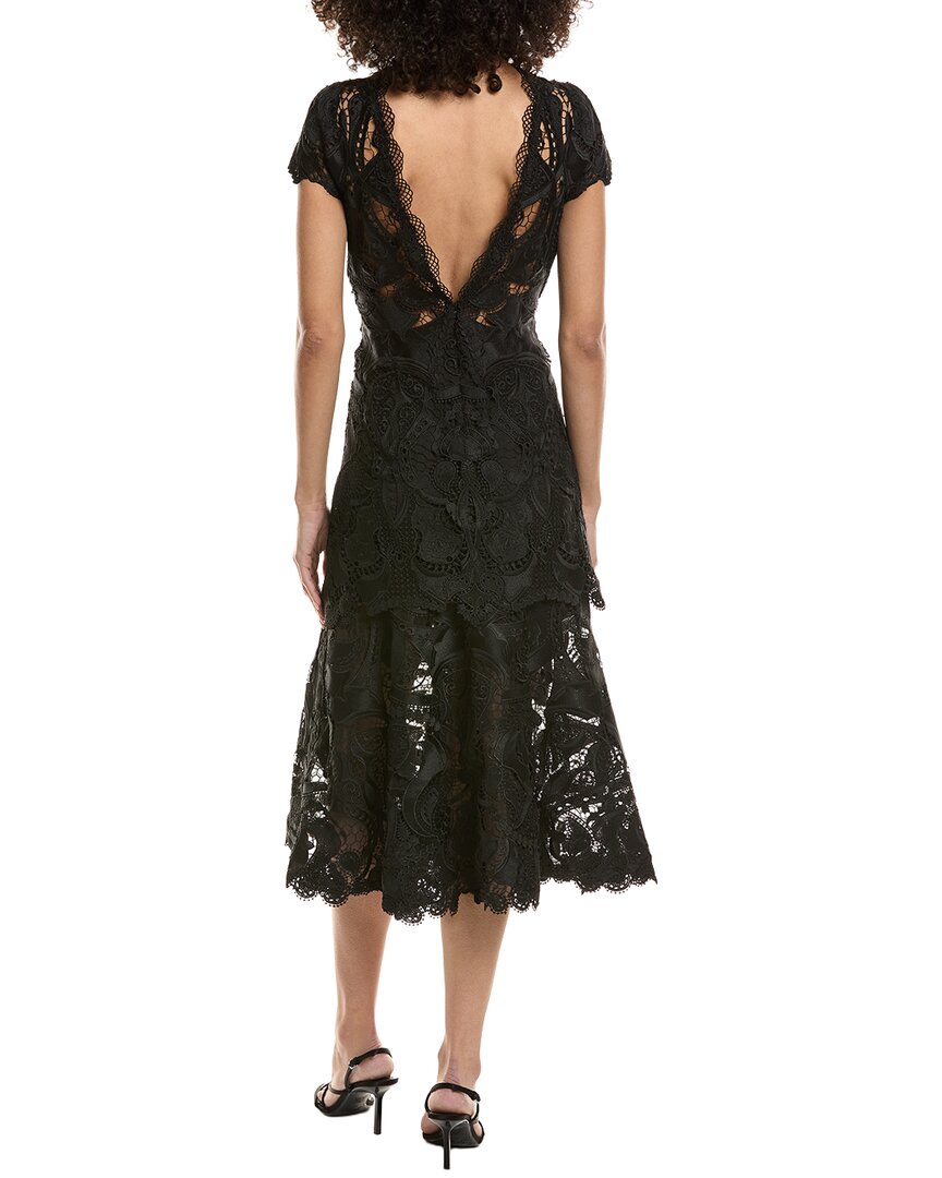 Simkhai Laura Guipure Lace Cap Sleeve Midi Dress