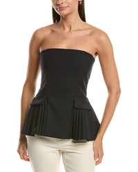 Simkhai Vita Pleated Wool-Blend Bustier