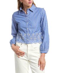Colette Rose Eyelet Lace Button Front Top
