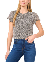 Cece Short Flutter Sleeve Top