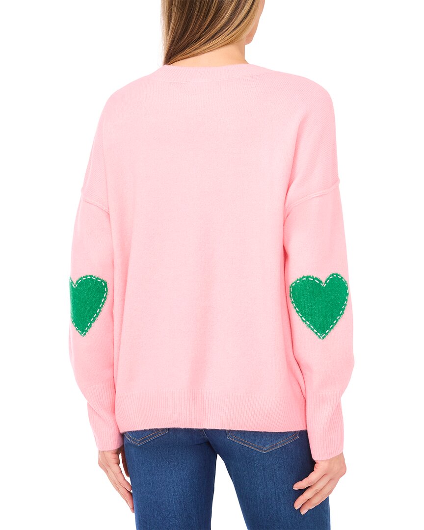 Cece Heart Elbow Patch Crew Pullover