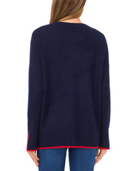 Cece Embroidered Hearts Tipped Sweater
