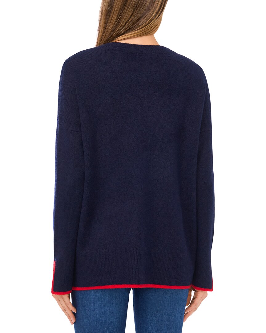 Cece Embroidered Hearts Tipped Sweater