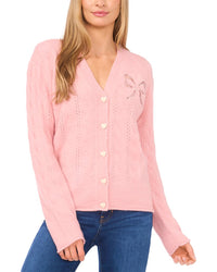 Cece Cable V Neck Cardigan