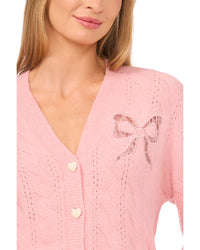 Cece Cable V Neck Cardigan