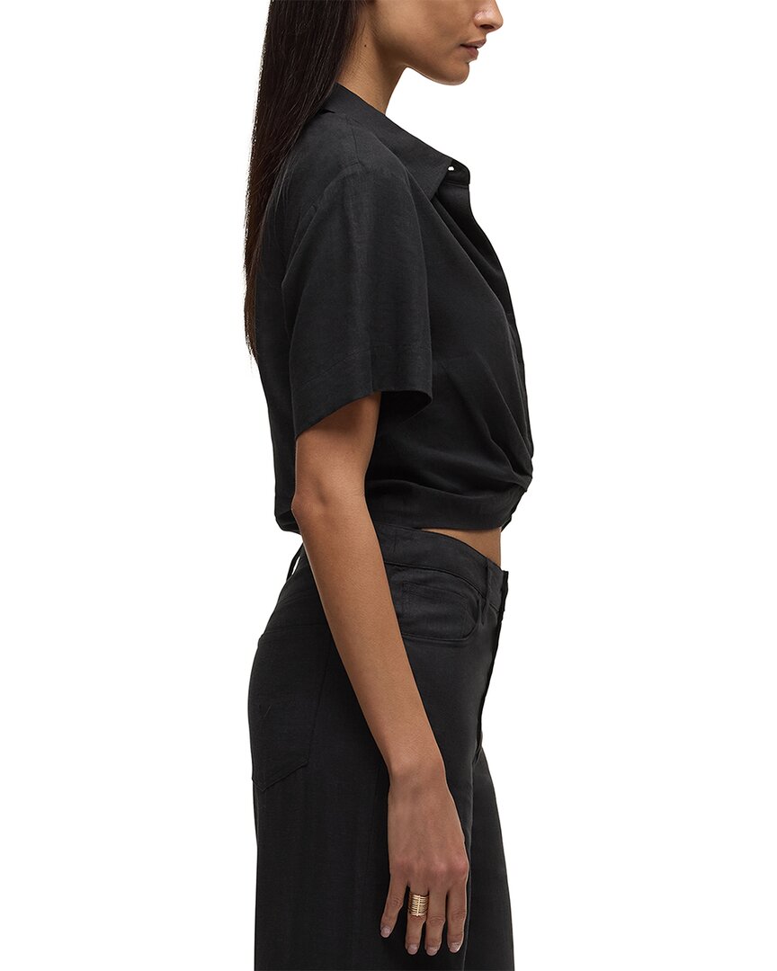 Hudson Jeans Knotted Button Down Linen-Blend Shirt
