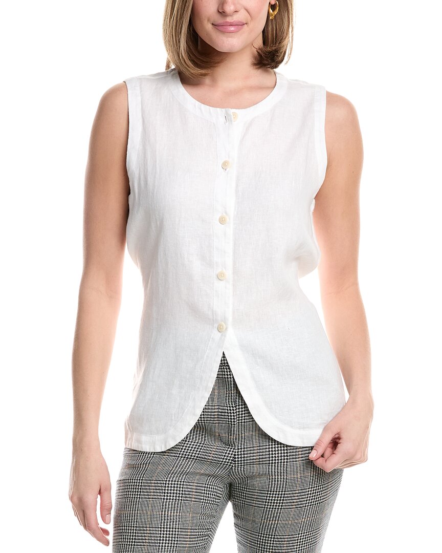 Eileen Fisher Round Neck Linen Long Vest