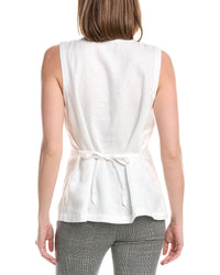 Eileen Fisher Round Neck Linen Long Vest