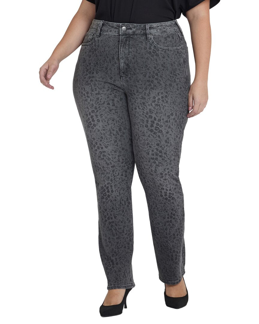 Nydj Plus Marilyn High-Rise Grey Daniela Ditsy Straight Leg Jean