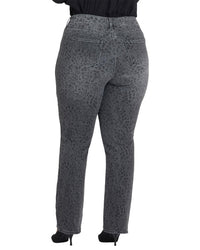 Nydj Plus Marilyn High-Rise Grey Daniela Ditsy Straight Leg Jean