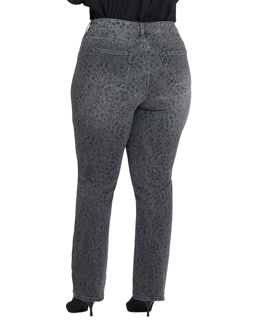 Nydj Plus Marilyn High-Rise Grey Daniela Ditsy Straight Leg Jean