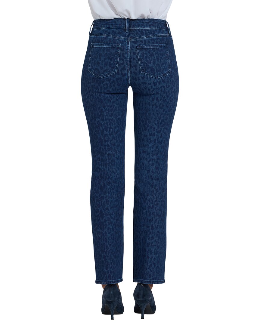 NYDJ Nydj Marilyn Dark Denim Leopard Print Straight Leg Jean