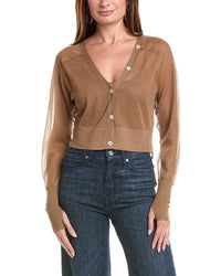 Kenneth Cole Kenneth Cole Sheer Saddle Shoulder Crop Cardigan