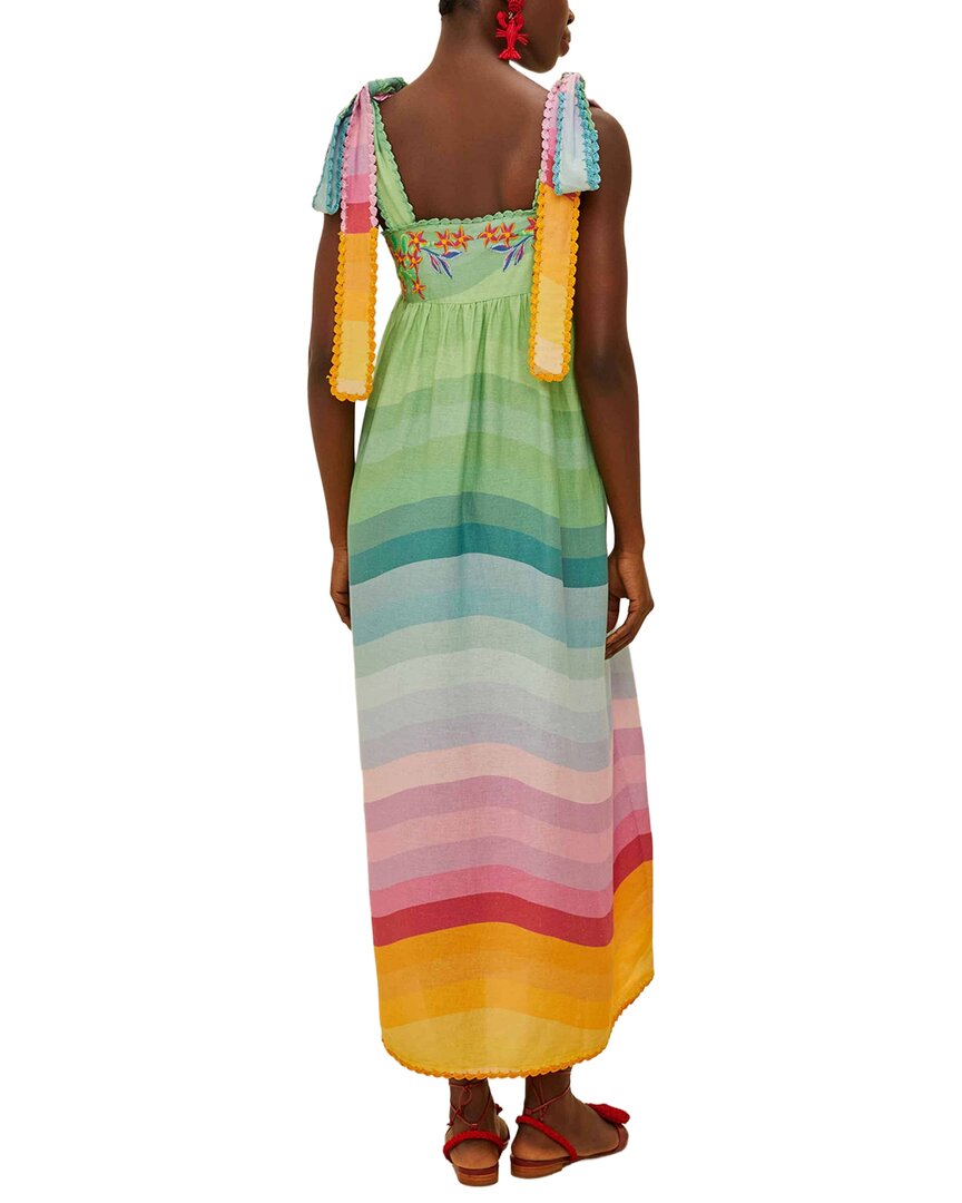 FARM Rio Farm Rio Linen Aura Floral Multicolor Embroidered Tunic Maxi Dress