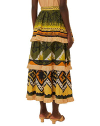 Farm Rio Linen-Blend Creation Midi Skirt