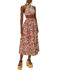 Farm Rio Halftone Pink Bougainvillea Maxi Skirt