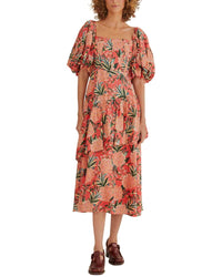 Farm Rio Pineapple Bloom Cut Out Midi Dress