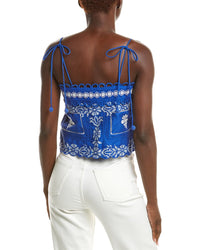 Farm Rio Tropical Cross Stitch Lacy Sleeveless Top