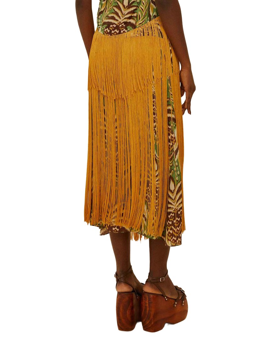 Farm Rio Pineapple Tapestry Fringe Midi Skirt