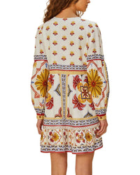 Farm Rio Linen-Blend Marys Tiles Mini Dress