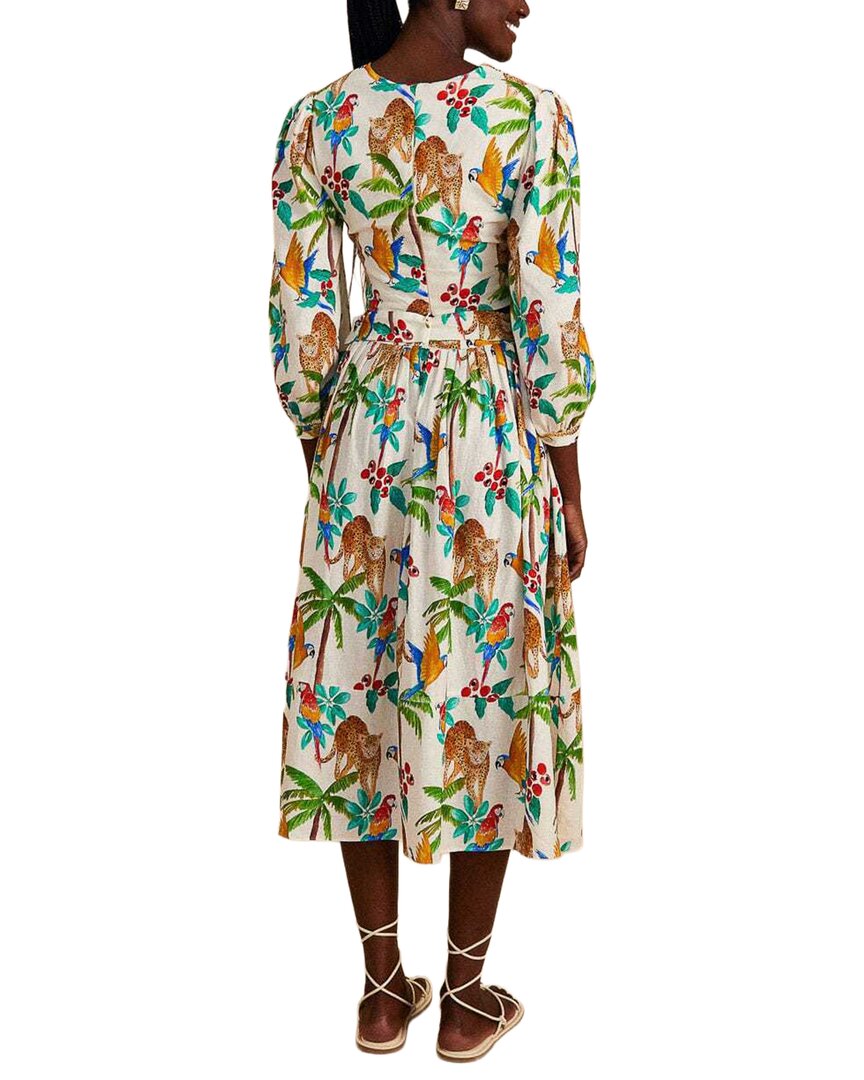 Farm Rio Linen-Blend Tropical Paradise Midi Skirt