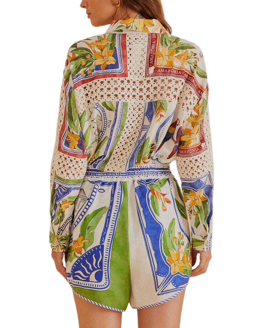 Farm Rio Linen-Blend Tropical Destination Short