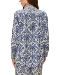 Farm Rio Linen-Blend Tropical Cameo Pajama Shirt