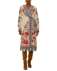 Farm Rio Mosaic Garden Sand Midi Dress