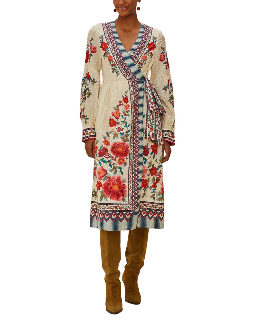 Farm Rio Mosaic Garden Sand Midi Dress