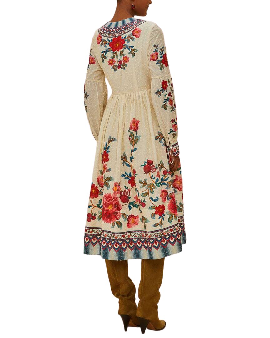 Farm Rio Mosaic Garden Sand Midi Dress