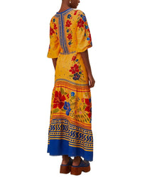 Farm Rio Linen-Blend Floral Yard Maxi Dress
