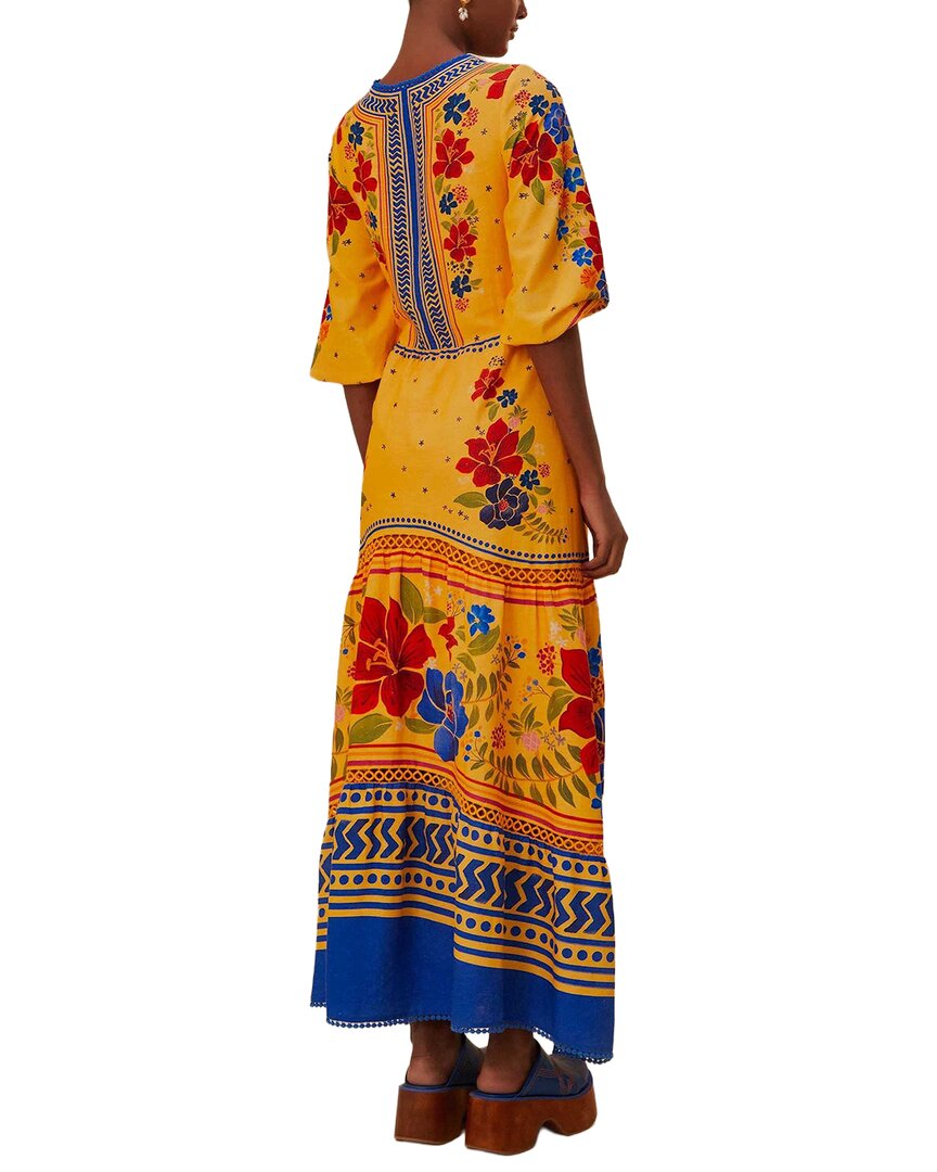 Farm Rio Linen-Blend Floral Yard Maxi Dress