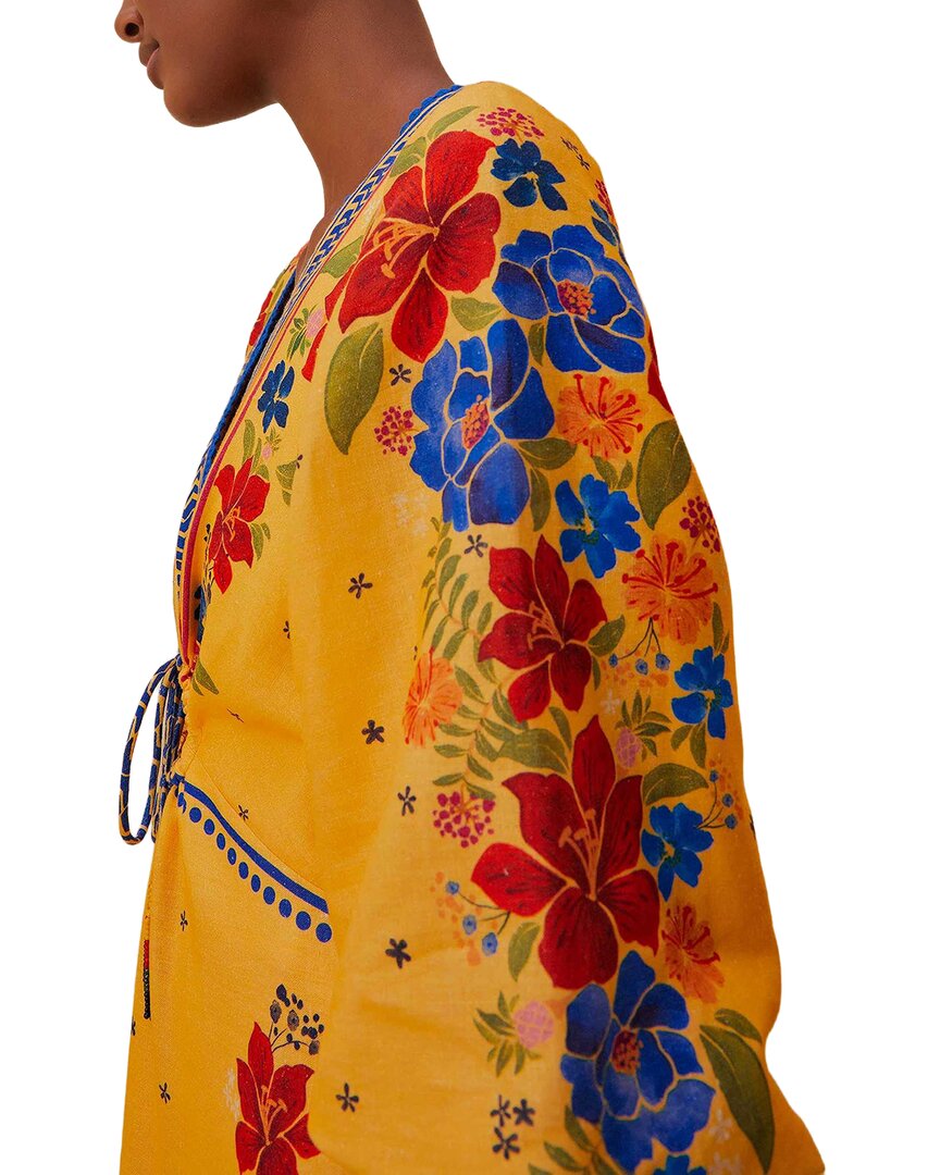 Farm Rio Linen-Blend Floral Yard Maxi Dress
