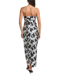 Milly Donna Ribbon Jacquard Heart Neck Dress